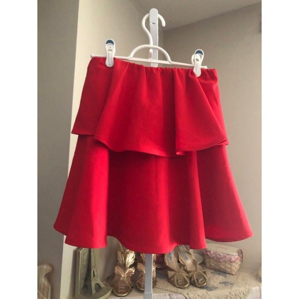 Blaque Label sz S Red Ruffle Skirt NWT